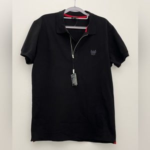 NWT black XL Diesel short sleeve polo 3/4 zipper
